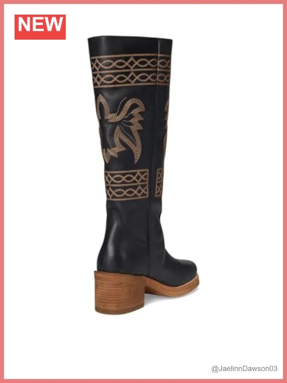 Dingo Avalon Embroidered Round Toe Pull On Knee High Boots Block Heel